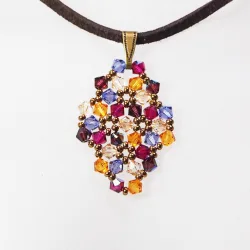 Pendant 40cm - Malvina Rhombus S-Chocolate Suedine - Pendant 40cm - Laiton bronze